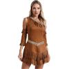 renvena Costume da Fanciulla Ispirato ai Nativi Americani Donna Vestito da Indiana con Nappa Costume Cowboy Occidentale Costume di Carnevale Halloween