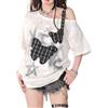 CEINOM Maglietta da donna Kawaii con spalle scoperte Harajuku Sweet Girl Top bianchi Y2k Estetica Carino Tees Camicia di moda giapponese, bianco, S