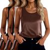 Suilung Lotto di 3 Canotte da Donna in Raso | Camicette Effetto Seta, Bluse Senza Maniche Con Scollo Rotondo, Look Business Casual, Da Indossare Sotto Blazer