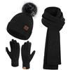Bequemer Laden Donna Invernali Cappello Berretto con PON PON Lunga Sciarpa Sciarpe Touch Screen Guanti Set con Fodera in Pile, Regalo Donna