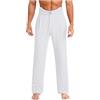 Aislor Pantaloni da Ballo Latino da Uomo con Bottoni e Tasche Pantaloni Lunghi da Danza Classica Moderna Pantalone da Ballo Standard Samba Rumba Valzer Bianco M