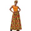 Generisch Dashiki, maxi gonna da donna con stampa africana, eleganti gonne con bandana, 2 pezzi, casual, tradizionale, a vita alta, costume da Ankara, per il tempo libero, Colore: arancione., S
