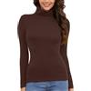 CARCOS Donna Camicia Dolcevita, Maglietta Slim Fit a Manica Lunga con Collo Alto Polo Autunno Inverno