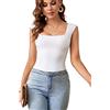Aranmei - Body da donna sexy con scollo quadrato, senza maniche, per uscire, bianco, XL