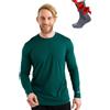 Merino.tech Maglia Termica Lana Merino Uomo - 100% Intimo Termico Lana Merino Uomo Leggero, Medio, Pesante con Calzini (165 Forest Green, Small)