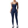 Generisch Tuta da allenamento da donna, senza cuciture, per palestra, yoga, corsa, fitness, tutina stretta per donne attive, abbigliamento sportivo, Blu marino, S