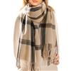 FURTALK Sciarpa da donna autunno inverno grande a quadri calda e morbida, beige., Taglia unica