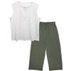 OCCIENTEC Pigiama Donna in Cotone Canotta Senza Maniche con Stampa Floreale + Pantaloni Pigiama 3/4 Verde Militare M
