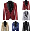 VPQILH Paillettes Giacca da Uomo, Giacca Uomo Casual Classic Brillantini con Risvolto Blazer Maniche Lunghe Cappotto Cerimonia Matrimonio Cappotti Slim Fit Monopetto Abiti Elegante Blazer per Partito