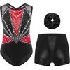 Riismen Bambina Glitter Tutù Pezzi Leotard Color Block Con Shorts E Fascia Per Capi Senza Maniche Costume Ginnastica Acrobatica Pattinaggio Artistico Body Danza