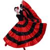 SHYYOULQE Gonna lunga da donna nera rossa a strati per flamenco spagnolo messicano balletto folklorico gonna danza del ventre gonna lunga flamenco danza spagnola grande swing costume di Halloween, Gonna 540
