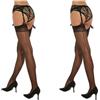 Fiore - Calze velate sexy in nylon con cuciture da donna per uso con reggicalze 20 DEN - Nero 2 paia - XXL