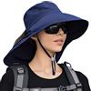 SEAUR Cappello da Sole a Tesa Larga Donna Protezione UV Cappello da Secchiello Estivo Traspirante Impermeabile per Vacanza Spiaggia Arrampicata Blu Navy