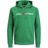 JACK & JONES Felpa con Cappuccio da Uomo con Logo, Verde (Verdant Green/Reg Fit), S (EU) Uomo