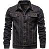Valtorixia Giacca in denim da uomo, stile classico da camionista, vestibilità regolare, casual, con bottoni, giacca di jeans da cowboy