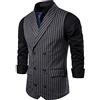 Générique Gilet Costume Uomo A Righe Matrimonio - Blazer senza Maniche Business A Doppio Petto Giacca Vestito Abito da Matrimonio Casual Gilet Vestito da Uomo Con Scollo a V, Grigio scuro., 3XL