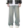 RUMAOZIA Jeans da uomo Baggy Y2K Streetwear Skateboard Jeans Vintage Ragazzi Jeans Hip Hop Style Pantaloni larghi Adolescenti Ragazzi Straight Leg Denim Pantaloni Loose Fit Pantaloni Classic Regular, Azzurro,