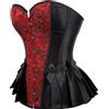 Hengzhifeng Corsetto Burlesque Donna Gotico Bustino Corsetti Cosplay Halloween (EUR 30-32,Nero Rosso)