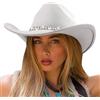 DRESHOW Cappello da Cowboy Donna e Uomo Cappelli Western da Cowboy e Cowgirl a Tesa Larga con Scintillante Strass Cappelli Fedora in Feltro Arrotolati Unisex