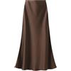 IKFGTJRE Gonna lunga da donna in raso, gonna lunga da donna, gonna estiva in raso, elegante, in seta, sottile, tinta unita, colore nero champagne, casual, linea ad A, per le donne