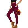 Onsoyours Leggings Donna Invernali Fodera in Pile Pantaloni Yoga Long Vita Alta Caldi Jogging Pantaloni Felpati Termici Legging Morbidi Spesso Elastici Sportivi Pants con Tasche B Vino Rosso XXL
