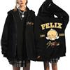 KASENFASHION Harajuku Streetwear Unisex Harajuku Felpa con Cappuccio - Y2K con Cerniera Dolce BangChan Lee Know Changbin Hyunjin Han Felix Seungmin I.N, Motivi Unisex Harajuku Streetwear, Nero10., XL