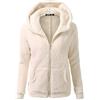 Generico Cappotto maglione con cappuccio da donna Cappotto invernale in lana calda con cerniera Cappotto in cotone Capispalla Pellicciotto Corto Elegante (Beige, L)