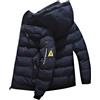 RUMAOZIA Giacca trapuntata da uomo, giacca invernale da uomo, con chiusura lampo, comoda e casual, con cappuccio, calda e morbida, giacca da sci, comoda, con tasche, O blu., XL