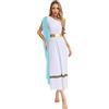 TiaoBug Costume Dea Greca Romana Donna Vestito divinità Atena Olimpia Abito Toga Dio Greco Romano Vestito da Regina Egiziana Costume Carnevale Halloween Natale Azzurro XXL