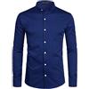PARKLEES Camicia da uomo a maniche lunghe, tinta unita, vestibilità aderente, facile da stirare, colletto alto, per affari, tempo libero, Blu marino, M
