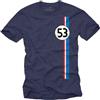 MAKAYA Maglietta Uomo Herbie 53 Motivo Vintage Tuning T-Shirt Retro Regali per Amanti delle Auto Blu Taglia XXL