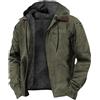 Valtorixia Felpa invernale termica da uomo con zip e fodera in pile spesso, pesante, antivento, Verde militare, 5XL