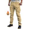 WINKEEY Pantaloni da Lavoro Uomo, Pantaloni Tuta, Pantaloni Invernal Uomo, Pantaloni con 8 Tasche, Pantaloni Tinta Unita e mimetici,Fleece Marrone M