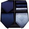 HISDERN Lotto 3 PCS Cravatta da uomo Polka Dot Check Stripe tinta unita Festa di nozze Fazzoletto Cravatta e fazzoletto - Set multipli