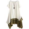 Vogstyle Donna Estate Lino Cotone Manica Corta Maglietta Tops Shirt Vestito Bianca M