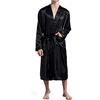 Nuofengkudu Uomo Raso Lungo Vestaglia Manica Lunga Accappatoio Doccia con Tasche Morbido Leggero Pigiama Camicia da Notte Viaggiotel (Nero,XL)