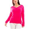 Toocool Maglione Donna Scollo a V Peloso Eco Pelliccia Pullover VI-9516 (L/XL, Fuxia)
