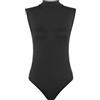 BODYWEAR LTD Body Donna Senza Maniche, Collo Alto, Vestibilità Comoda, Abbigliamento Performance, Essenziale per Danza e Ginnastica, Nero, S-M