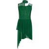 Aislor Body da Pattinaggio Artistico Bambina Strass Leotard da Balletto con Spalline Sottili Bodysuit con Gonna Tulle Vestito da Danza Classica Moderna Verde A 7-8 anni