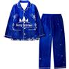 Generico Pigiami Natalizi Divertenti Pigiama Natalizio Donna Cotone Women Natale Lapel Full Print Babbo Natale Holiday Snowflakes Maniche Lunghe Pant Set Invernale