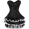 DOTBUY-SHOP Corsetto Donna Push Up Bustino Corsetti Overbust Stile Gotico Vintage Bustino Corset Top Shapewear Training Respirabile Elastico Sposa Corsetti 2 pezzi (Corsetto + Gonna)