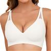 Xnova Donna Reggiseno Senza Ferretto Morbido Imbottito Push Up Reggiseni Senza Cuciture Minimizer Traspirante Bralette con Scollo a V Coppa Piena, Bianco, M