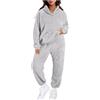pvucpot Pigiama Donna Invernale Pigiami Due Pezzi, Pigiama Pile da Casa con Tasche Felpa Manica Lunga e Pantalone Lungo, Indumenti da Notte Sleepwear