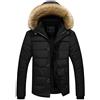DAIHAN Parka Giubbotto imbottito da Uomo Giacca cappotto invernale Cappotto casual Capispalla termico vintage con cappuccio rimovibile in pelliccia sintetica Nero 5XL