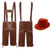 Generic Completo Tradizionale Bavarese Uomo Oktoberfest Set Due Pezzi Bretelle Pantaloni con Bavaglino E Cappello Costume Tedesco Folk Outfit Festa della Birra Abbigliamento Storico per (A02-Orange, XXXL)