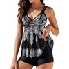 Genfien Tankini Set Donna Boyshort Costume da Bagno Doppi Spallacci | Vita Alta Beachwear,Push Up,Stampa Floreale,Swimwear