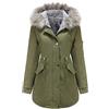 Tuopuda Giacca Donna con Cappuccio Cappotto Lungo Caldo Invernale Parka Trapuntato con Pelliccia Giubbotto Slim Fit Felpe con Zip Casual Manica Lunga, Verde, S