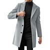 generisch Trench coat - Giacca lunga da uomo, in lana, tinta unita, con bottone, elegante cappotto da uomo, invernale, caldo, senza cappuccio, giacca a vento in pile, comoda vestibilità, grigio., XXL