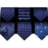 HISDERN Set 5 PCS Cravatta Uomo - Tinta Unita, Pois, Quadri, Righe - Fazzoletto Incluso - Per Festa e Matrimonio