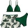 Generico Costumi da Bagno Ragazza 3 Pezzi Bikini Tuta Camisole Top con Coprire Pantaloncini da Spiaggia Bambini Nuoto Costume Gonna Stampata Surf Costumi da Bagno 8-15 Anni
